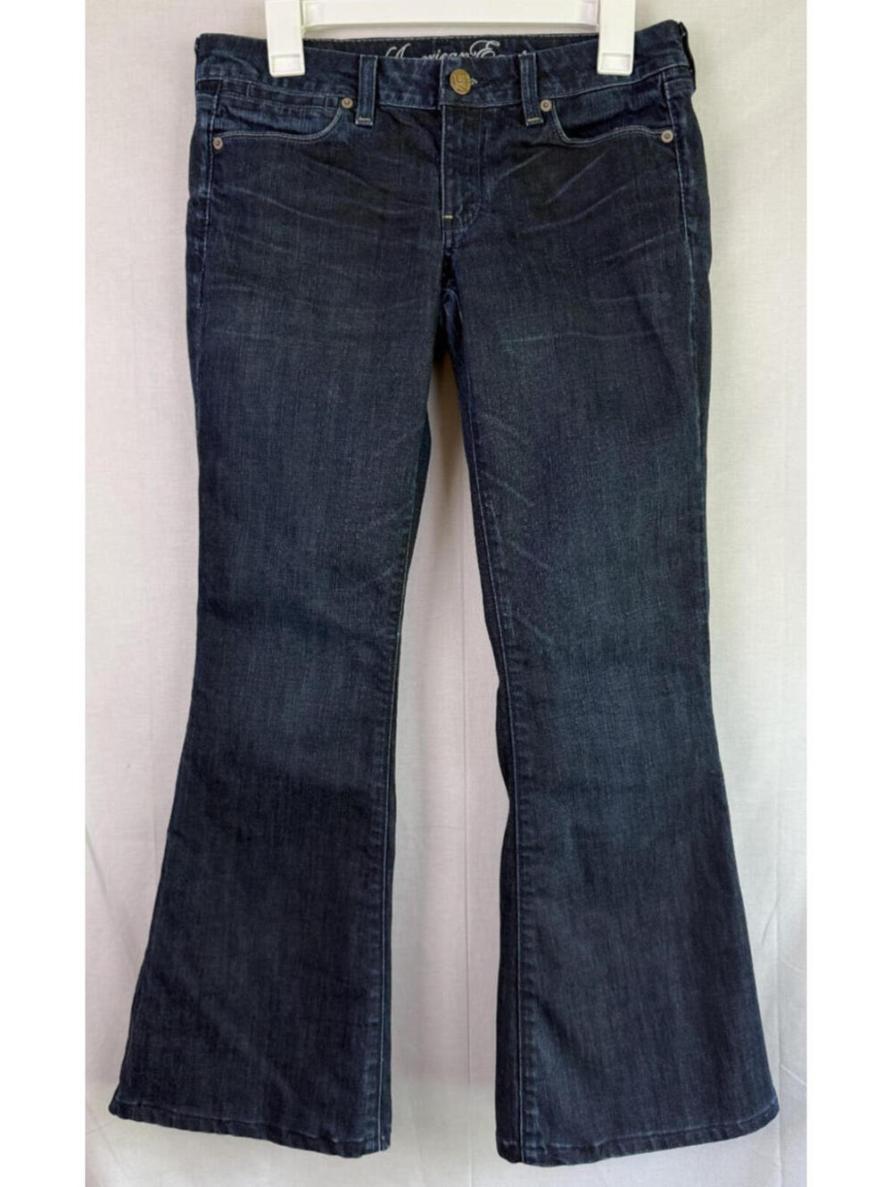 American Eagle Real Flare Jeans Women 6 Blue Dark Wash Low Rise